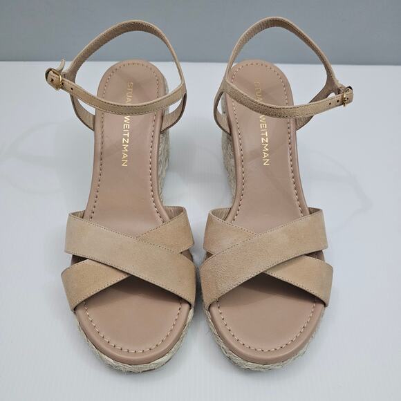 NEW Stuart Weitzman Dayna Wedges Womens 11 Adobe Tan Suede Espadrille Sandal - Picture 4 of 12